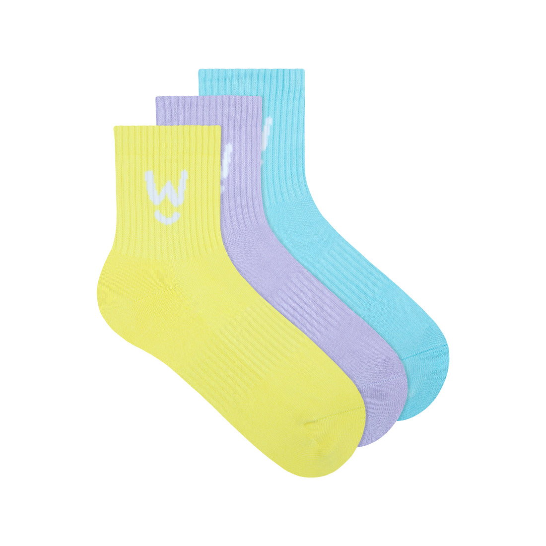 Wippet Colorful Comfy Quarter Socks 3-Pack with Cushioned Heel and Toe — Quarter-Length, Ribbed Support, Cushioned Athletic Cotton Running Socks