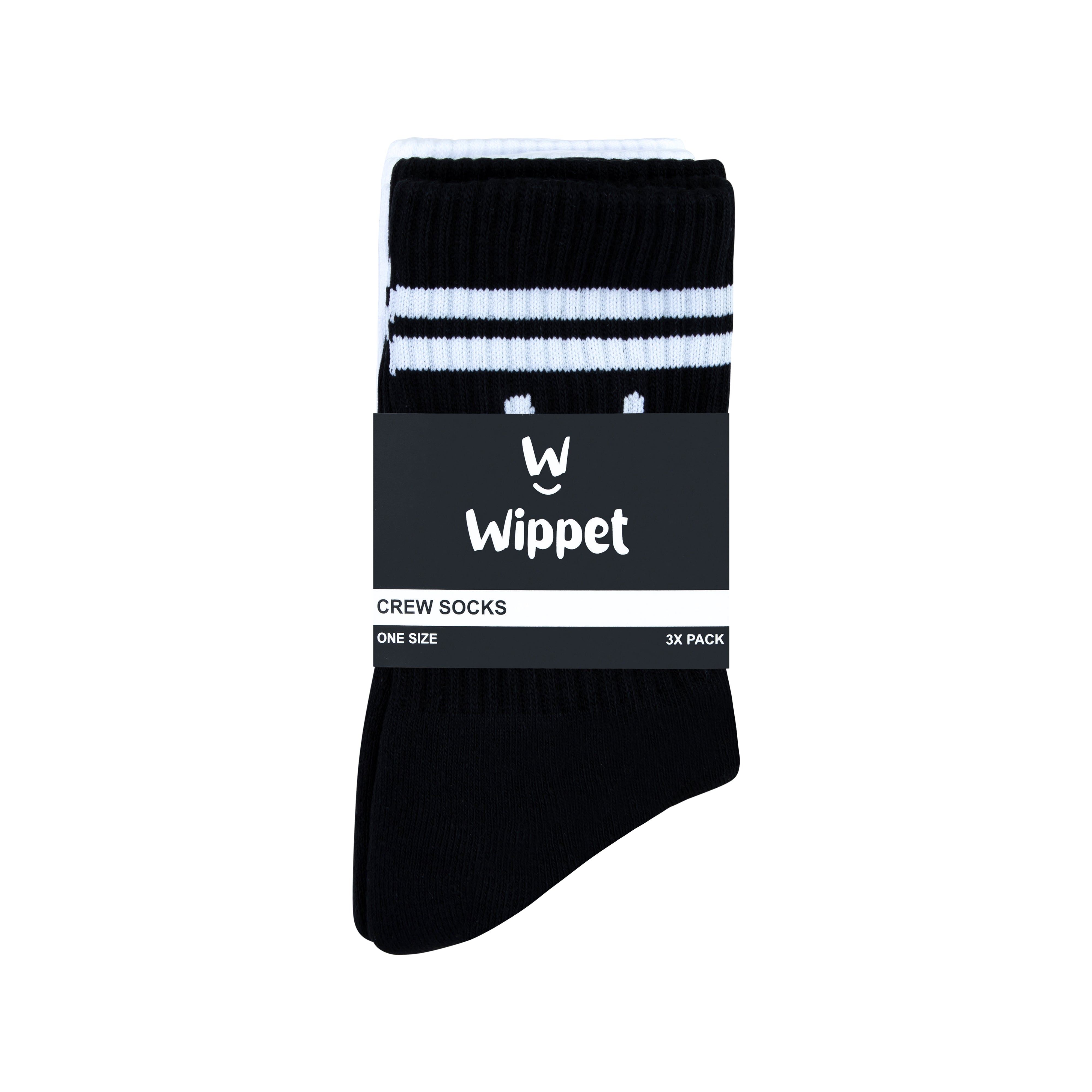 Comfy Crew Socks - Black with Stripes (3 Pack)