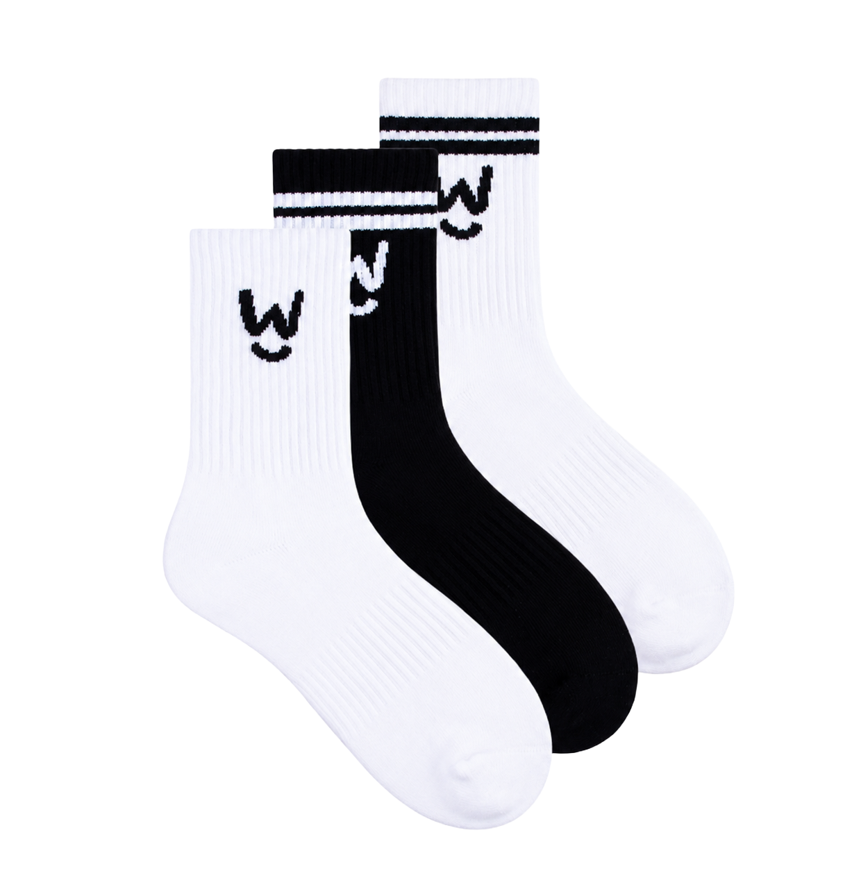 Wippet Comfy Running Crew Socks 3-Pack with Cushioned Heel and Toe — Crew-Length, Ribbed Support, Cushioned Athletic Cotton Running Socks