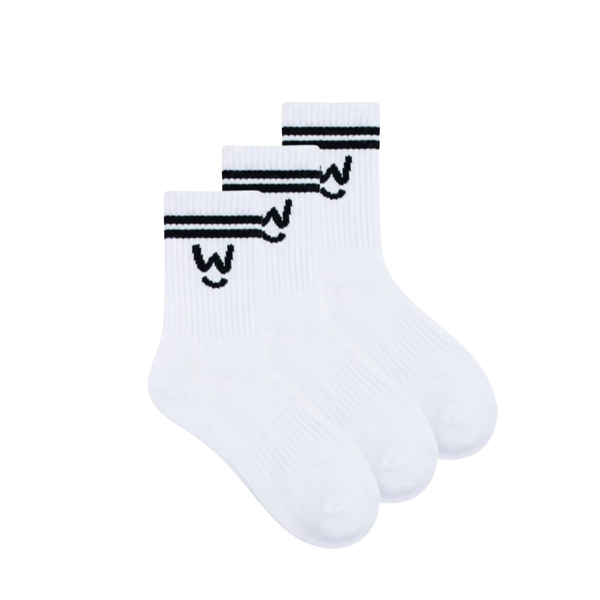 Wippet White Comfy Crew Socks 3-Pack with Cushioned Heel and Toe — Crew-Length, Ribbed Support, Cushioned Athletic Cotton Running Socks