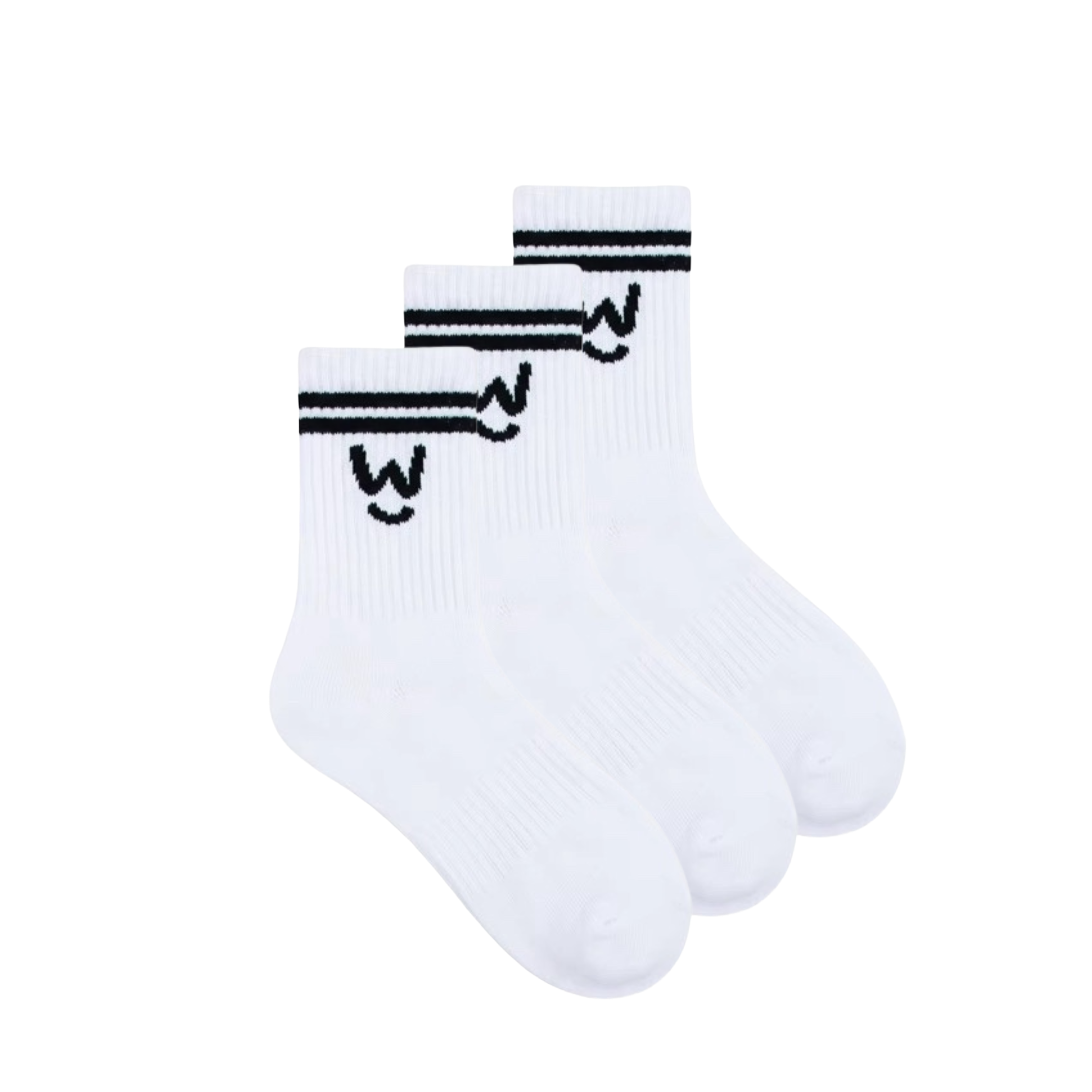 Wippet White Comfy Crew Socks 3-Pack with Cushioned Heel and Toe — Crew-Length, Ribbed Support, Cushioned Athletic Cotton Running Socks