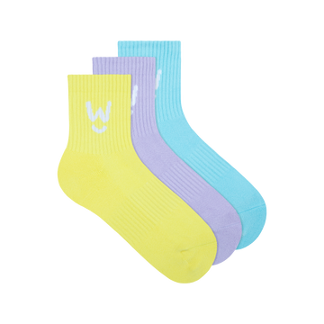 Coloured Comfy Quarter Socks - Multi Colour (3 Pack)