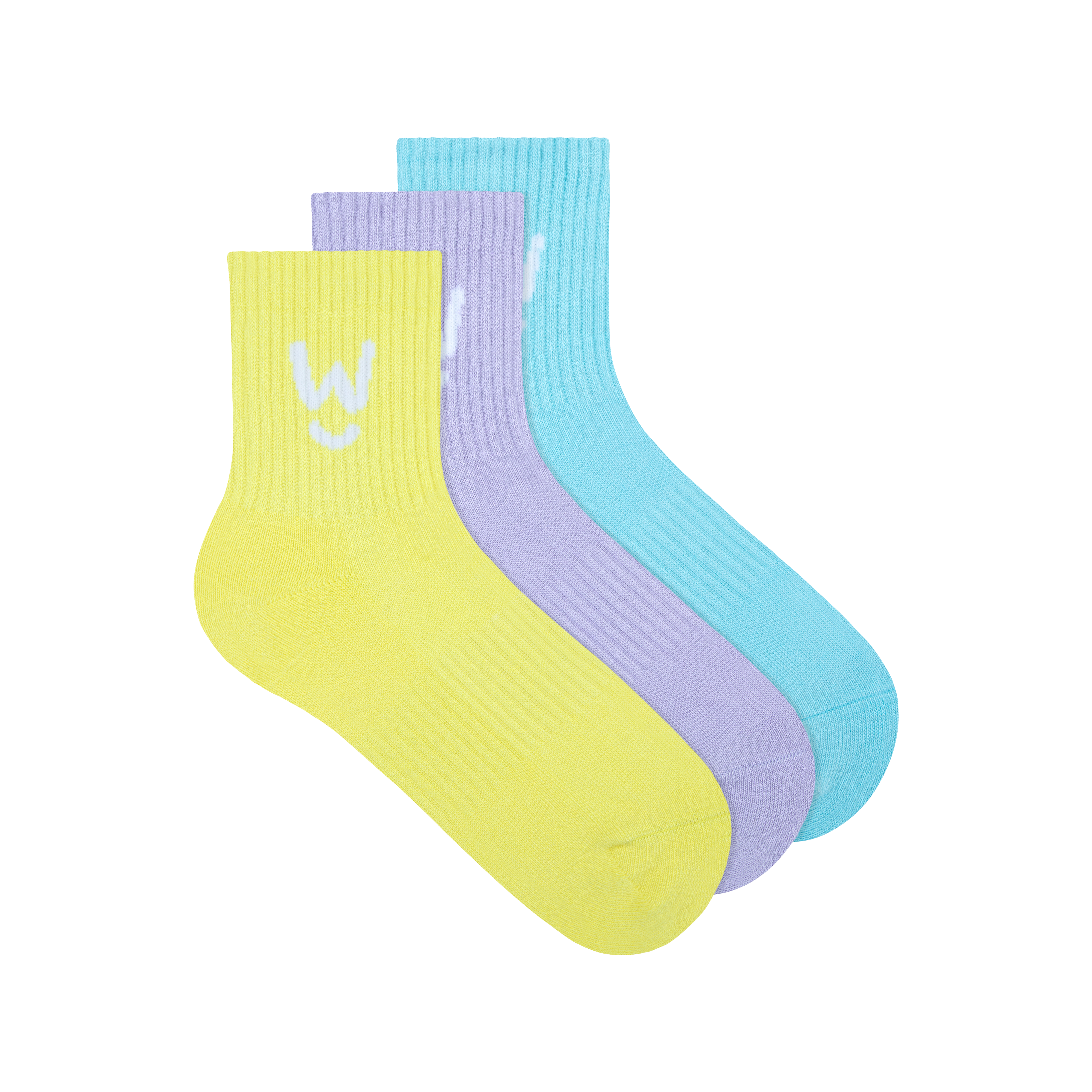 Coloured Comfy Quarter Socks - Multi Colour (3 Pack)