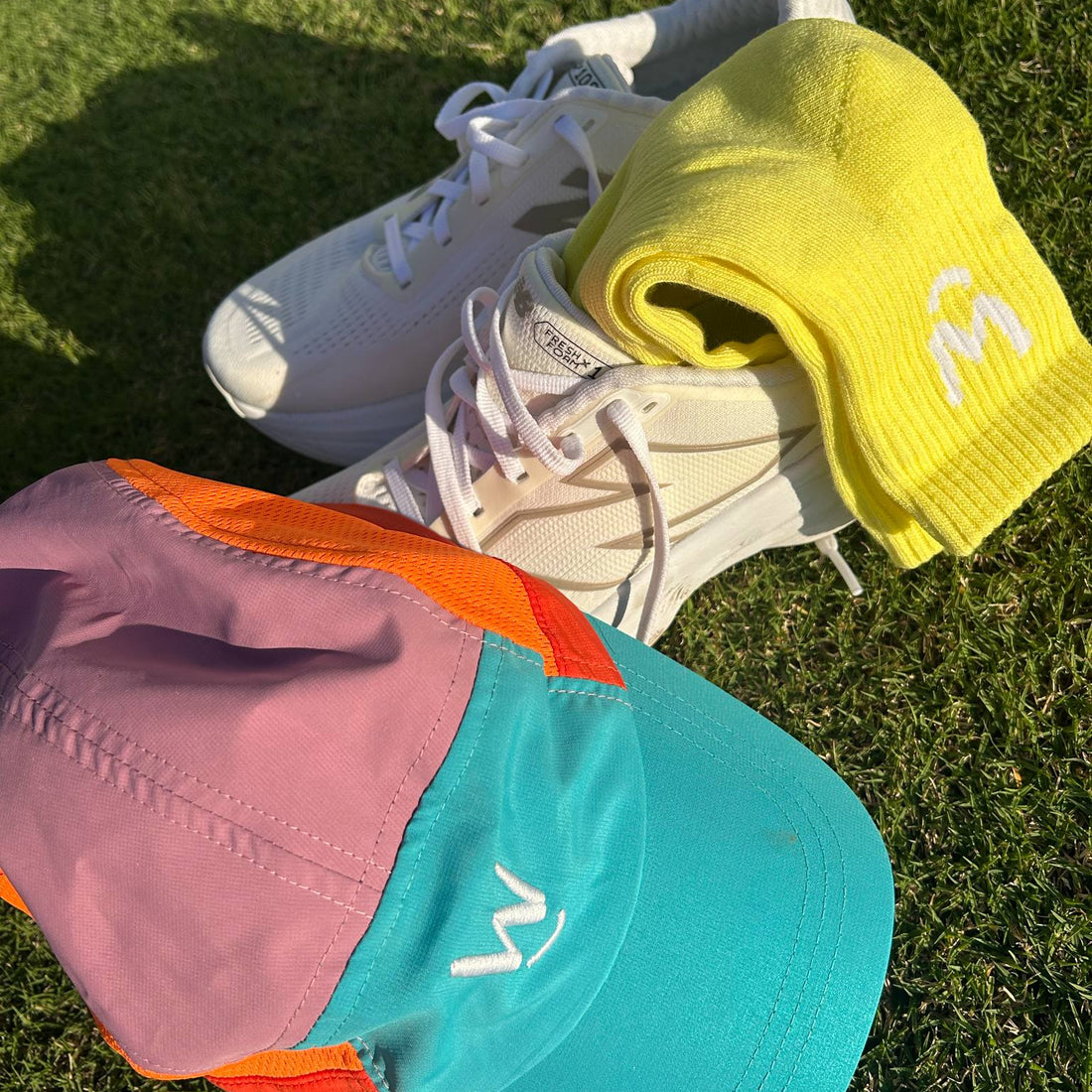 Wippet Running Socks and Cap – Unisex ultra-light sweat-wicking, supportive, breathable, odour resistant running shirt with UPF50+ sun protection and bold colors and patterns