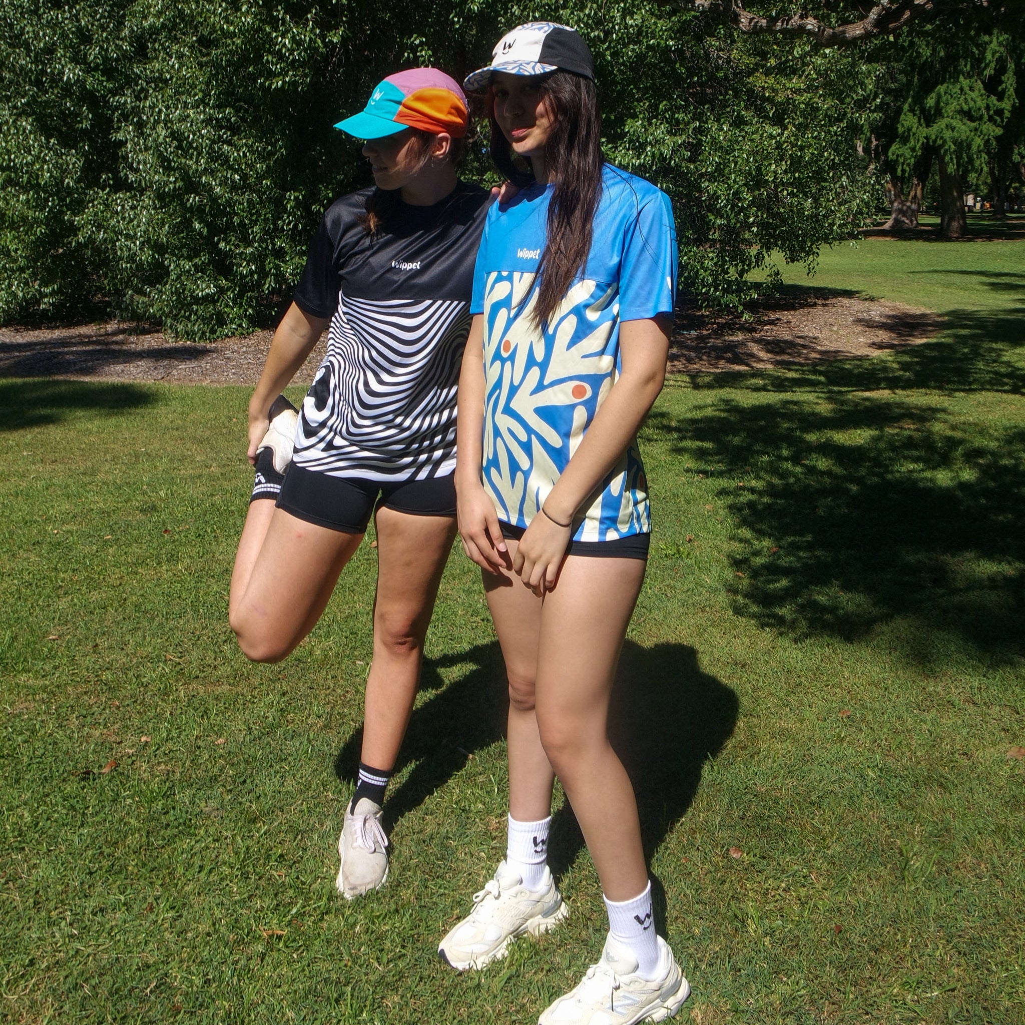 Wippet Running Shirt, Socks and Cap – Unisex ultra-light sweat-wicking, supportive, breathable, odour resistant running shirt with UPF50+ sun protection and bold colors and patterns