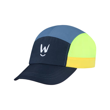 Wippet Running Cap Thunder Bolt – Lightweight, breathable cap with moisture-wicking technology, adjustable strap, sun protection, and bold design featuring dark tones with fluorescent lime yellow highlight.