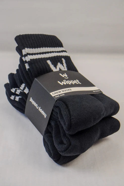 Comfy Crew Socks - Black with Stripes (3 Pack)
