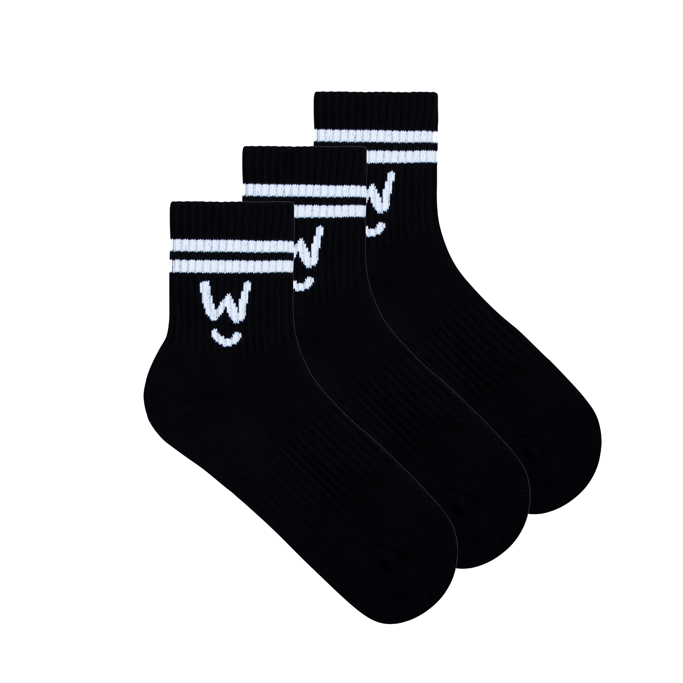 Comfort Quarter Socks - Black with Stripes (3 Pack)