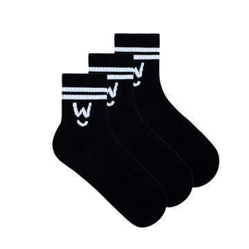 Comfort Quarter Socks - Black with Stripes (3 Pack)