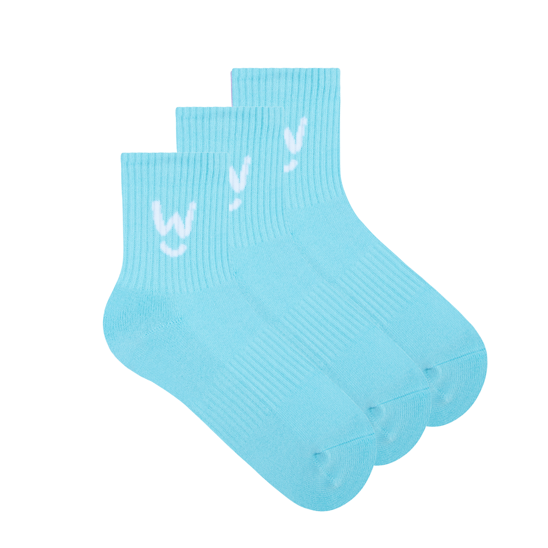 Wippet Blue Comfy Quarter Socks 3-Pack with Cushioned Heel and Toe — Quarter-Length, Ribbed Support, Cushioned Athletic Cotton Running Socks