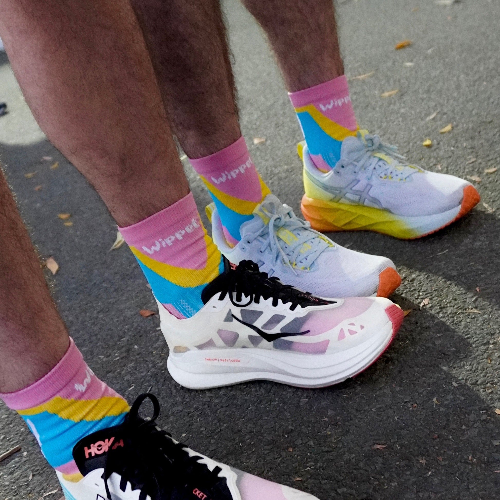 Wippet Technical Race Sock being worn at the Noosa Marathon.