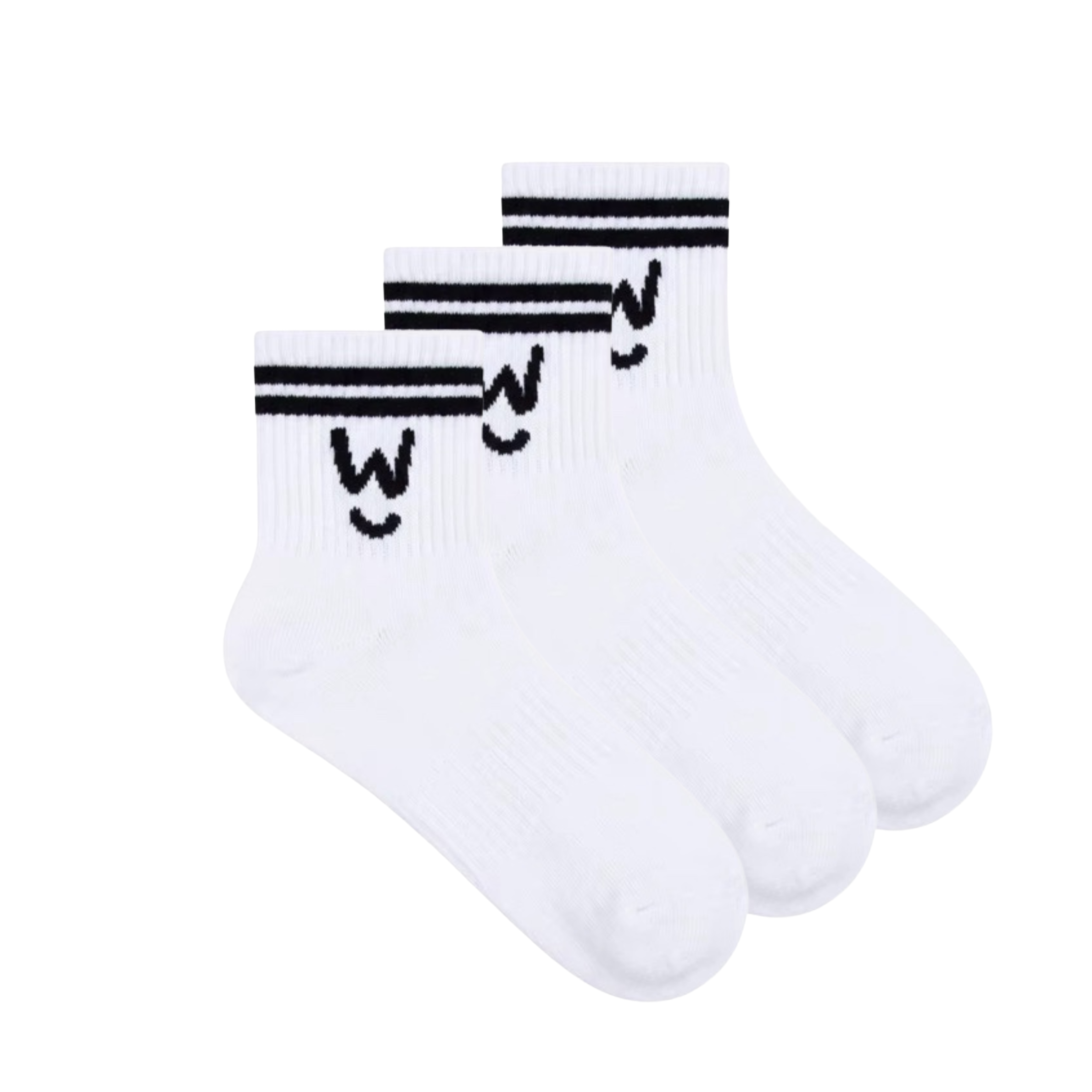 Comfort Quarter Socks - White with Stripes (3 Pack)