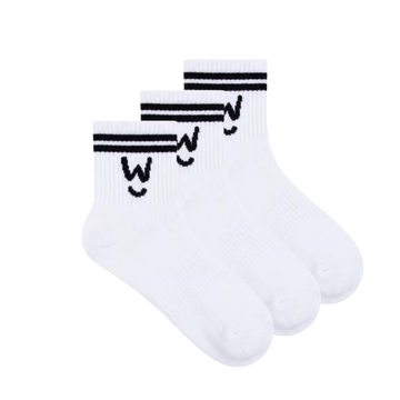 Comfort Quarter Socks - White with Stripes (3 Pack)