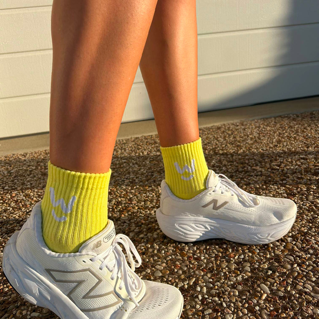 Wippet Yellow Comfy Quarter Socks 3-Pack with Cushioned Heel and Toe — Quarter-Length, Ribbed Support, Cushioned Athletic Cotton Running Socks
