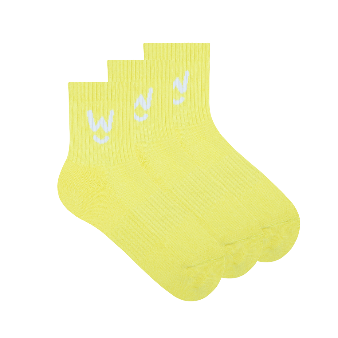 Wippet Yellow Comfy Quarter Socks 3-Pack with Cushioned Heel and Toe — Quarter-Length, Ribbed Support, Cushioned Athletic Cotton Running Socks